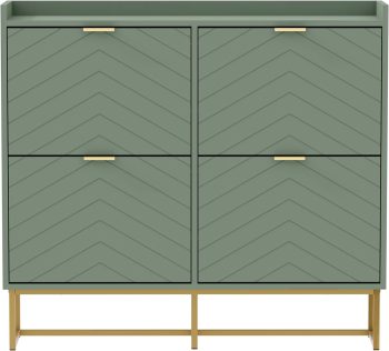 UEV Schoenenkast smal met 4 kleppen, 100x24x103,5cm schoenenrek (groen)