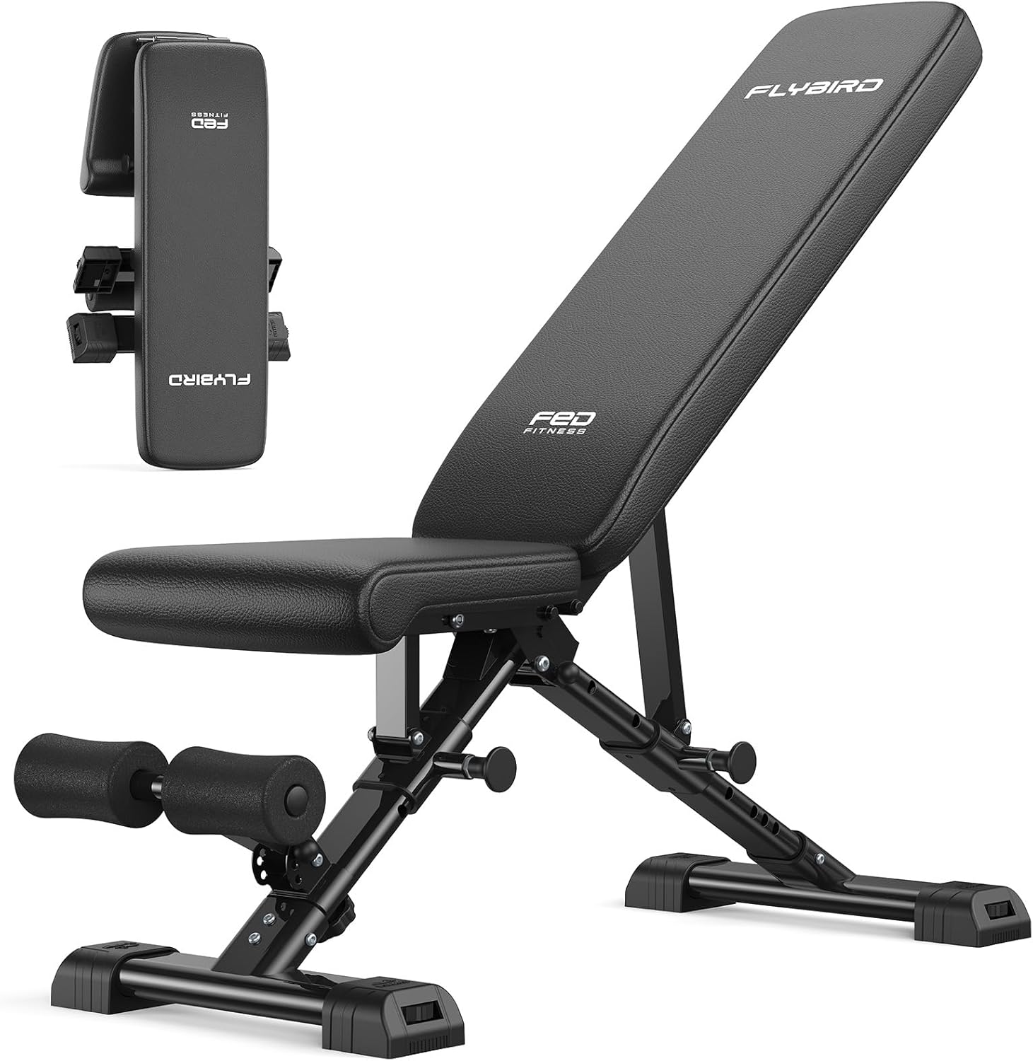 FLYBIRD Multifunctionele Gewichtbank, Krachtraining voor Huisgym, Eenvoudig Opklapbaar & Instelbaar, 363KG Capaciteit met Bicepcurlsteun / 544KG Zware Gewichtbank