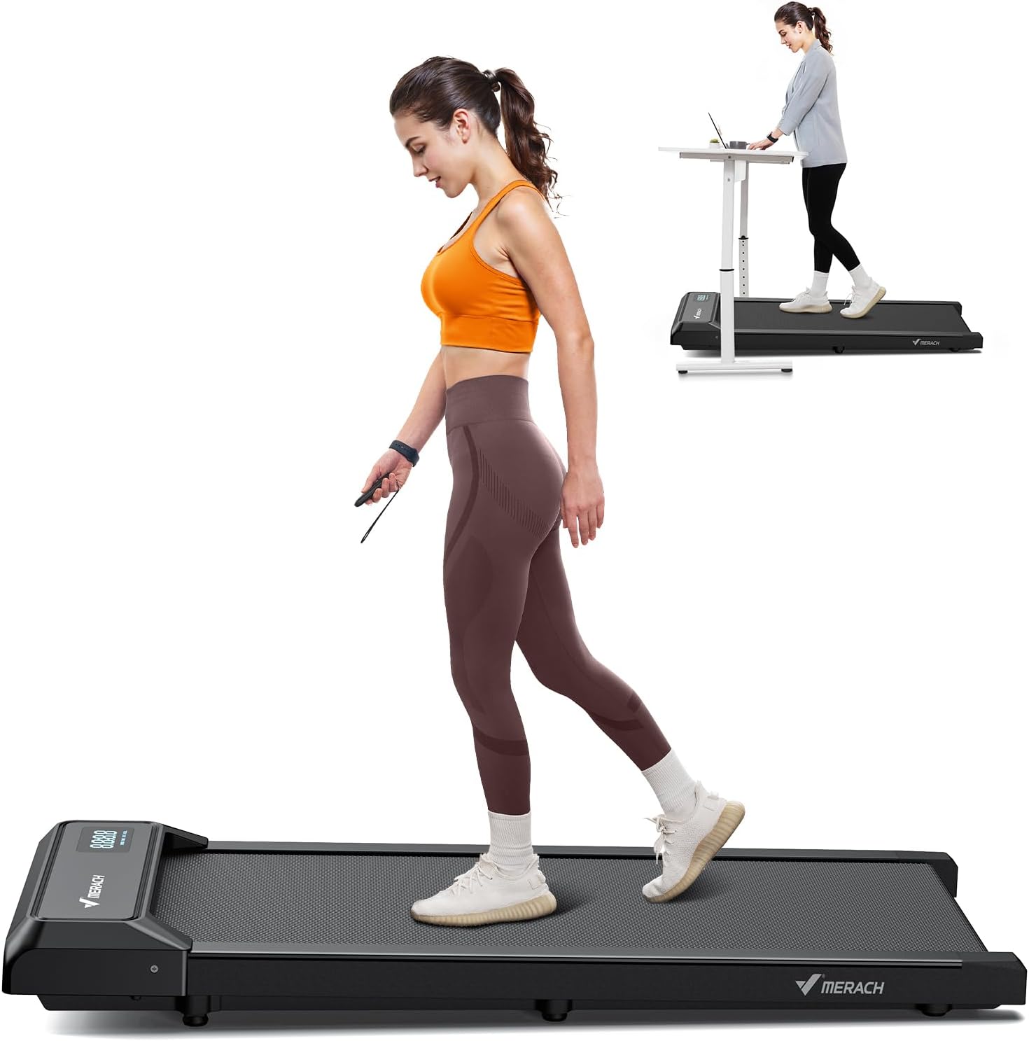 MERACH Walking Pad, 3-in-1 loopband, bureau met afstandsbediening