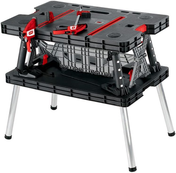 Keter Gereedschapsbank opvouwbaar Master Pro Serie Folding Work Table, kunststof, tot 450 kg belastbaar, inclusief twee 30 cm klemmen, weerbestendig, afmetingen: 91 x 55,5 x 75,5 cm