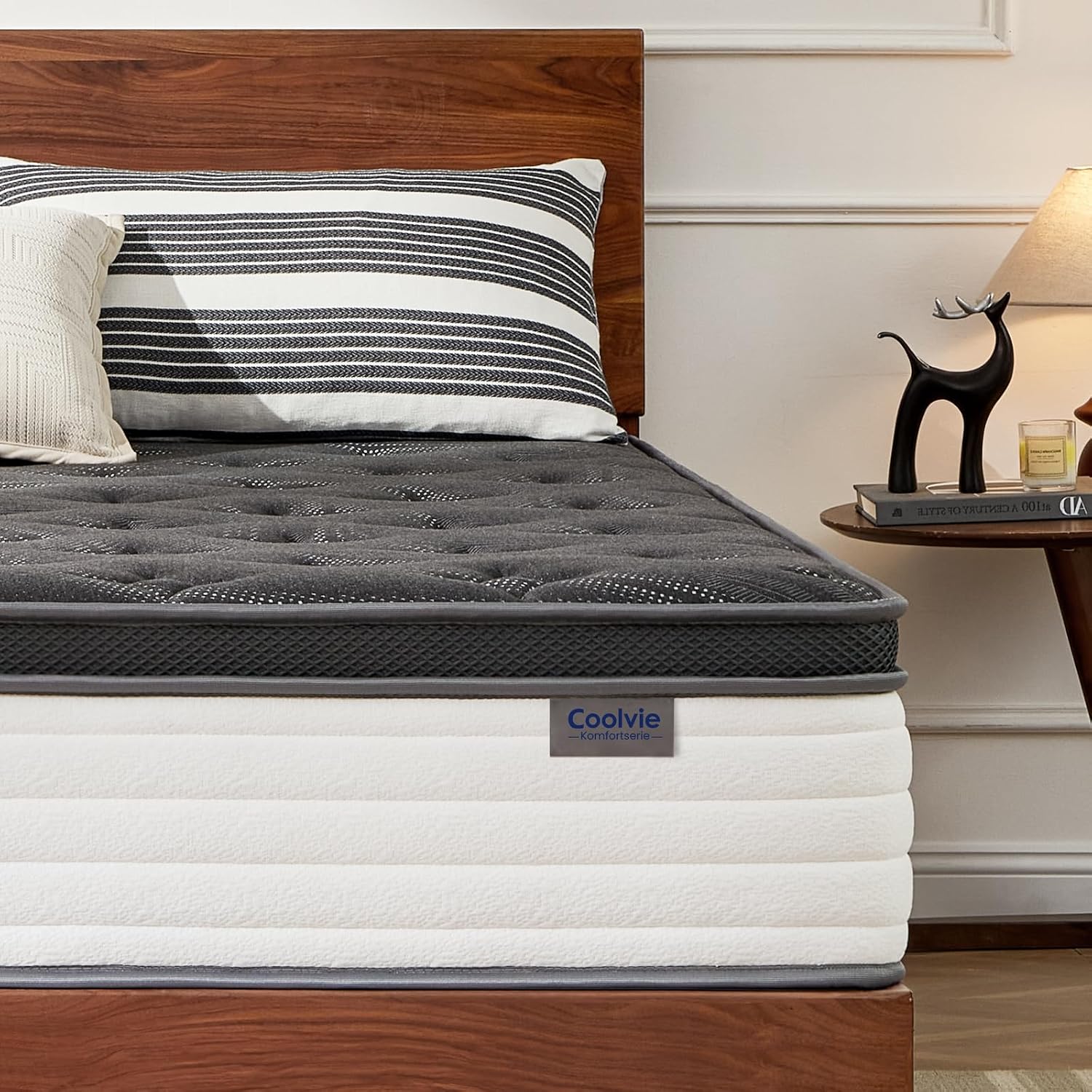 Coolvie 90 x 190 cm, hoogte 25 cm, orthopedisch en ergonomisch comfortschuimmatras met 7 zones, hardheidsgraad 3 en 4, pocketvering met bewegingsisolatie, Oeko-Tex gecertificeerd