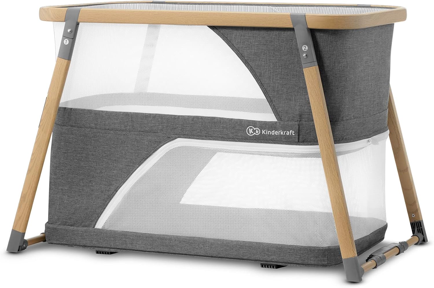 Kinderkraft 4-in-1 Reisbedje SOFI, babybedje, box, wiegje met accessoires, modern ontwerp, kleine afmetingen wanneer ingeklapt, grijs