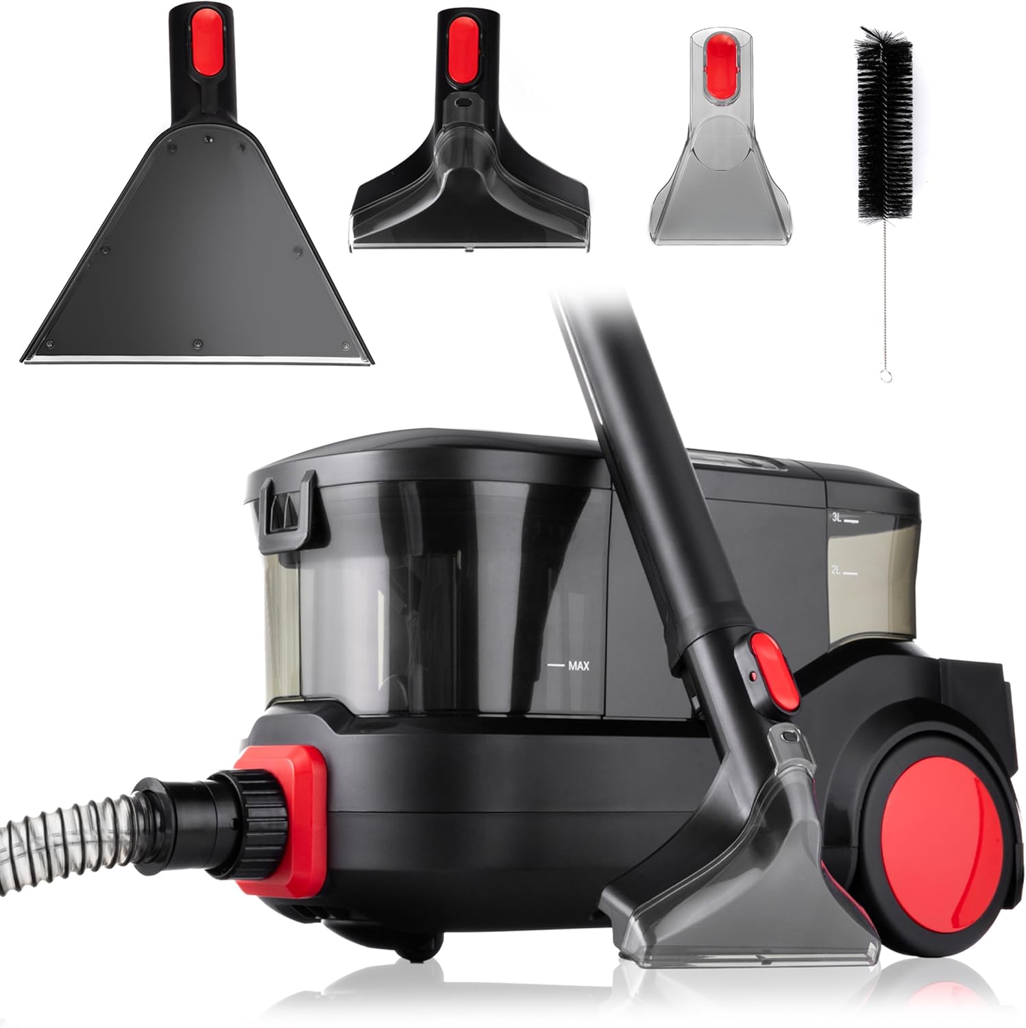 LEHMANN Prowash Professionele Tapijtreiniger voor Bekleding, 2000 W, Krachtige Waszuigermet 2 Tanks - 3L Schoon Water en 1,5L, Revolutionaire Technologie voor het Reinigen van Auto's en Banken