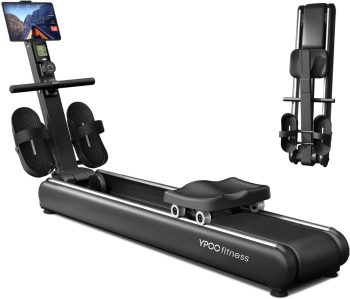 YPOO Roeitrainer Magnetisch, Opvouwbare Roeimachine voor Thuis, 16 Weerstandsniveaus, Stille Magnetische Roeitrainer met Dubbelgeleiderail, Max. 350 lb Draagvermogen, LCD-Display