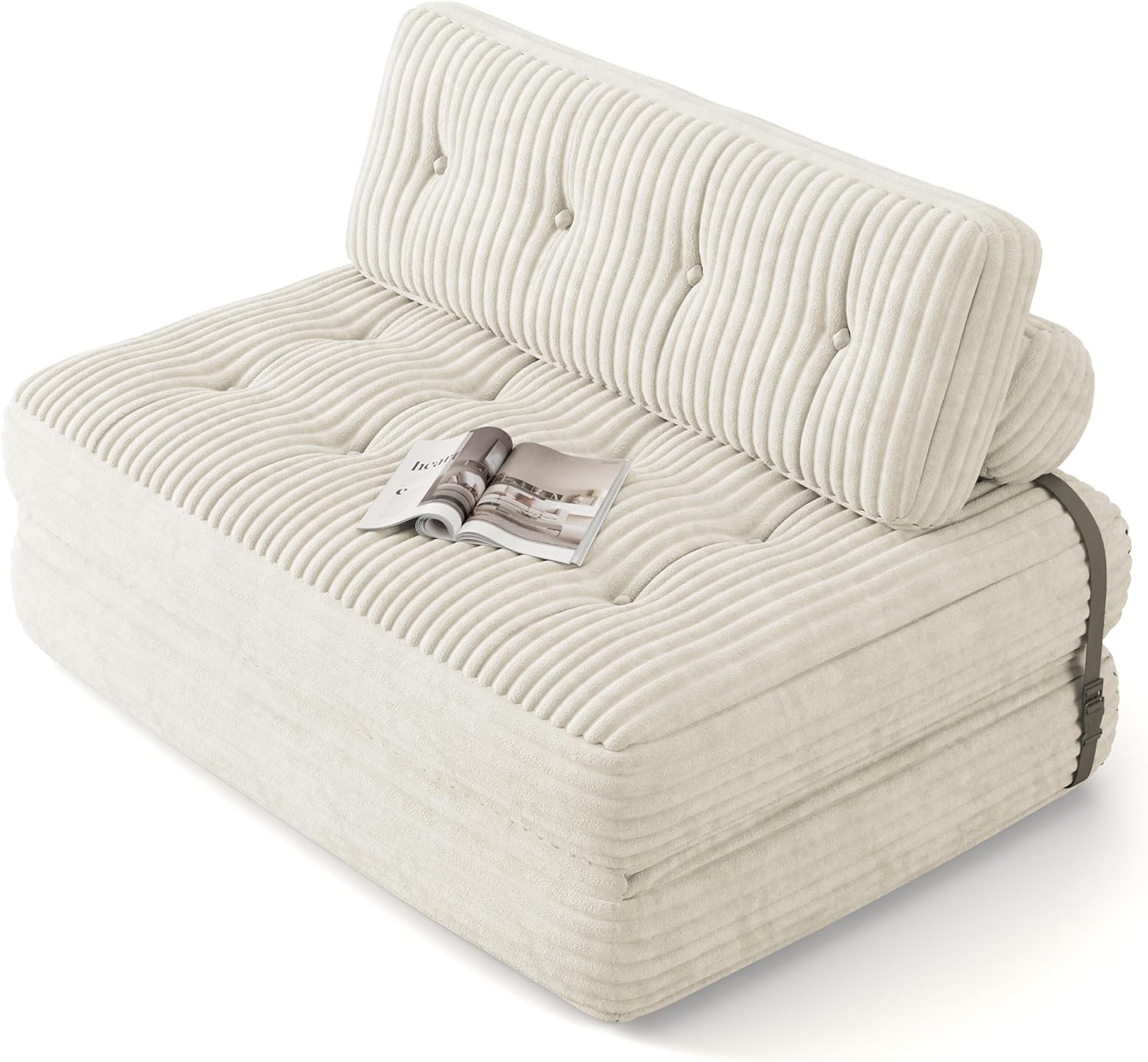 Xbro Slaapbank 2-zits, 180 x 130 cm, converteerbare vloerbank, opvouwbare matras van traagschuim, opvouwbaar, slaapkamer, woonkamer, (Zwart)