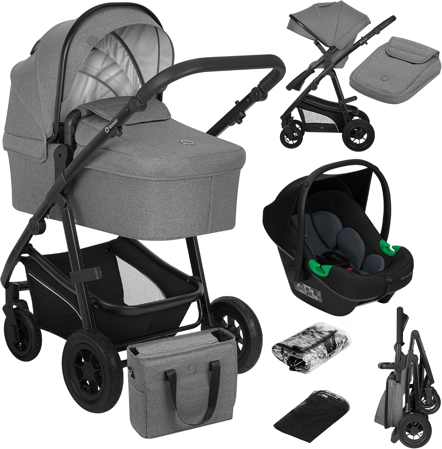 LIONELO Bianka 3 in 1 – Combi Kinderwagen: Reiswieg, Buggy, Autostoel
