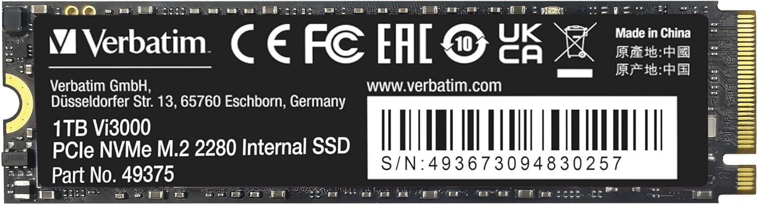 Verbatim Vi3000 PCIe NVMe M.2 SSD 1TB