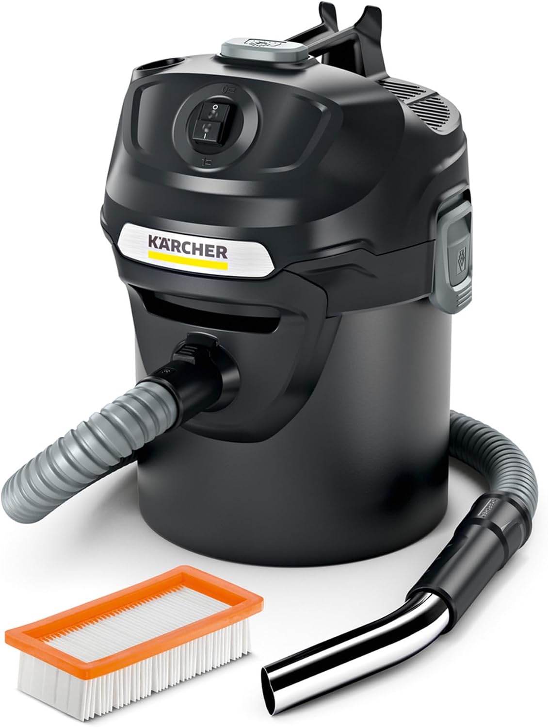 Kärcher as- en droogstofzuiger AD 2, vermogen: 600 W, metalen opvangbak: 14 l, zuigslang: 1,2 m, geïntegreerde filterreiniging, vlakfilter, metalen grofvuilfilter