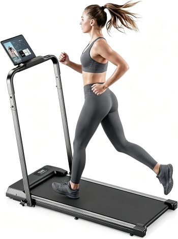 Loopband voor thuis inklapbaar–Verbeterde duurzame & draagbare elektrische loopband voor thuistraining,met sterke zuignap houder voor tablet & afstandsbediening,max.10 km/u voor fitness & wandelen