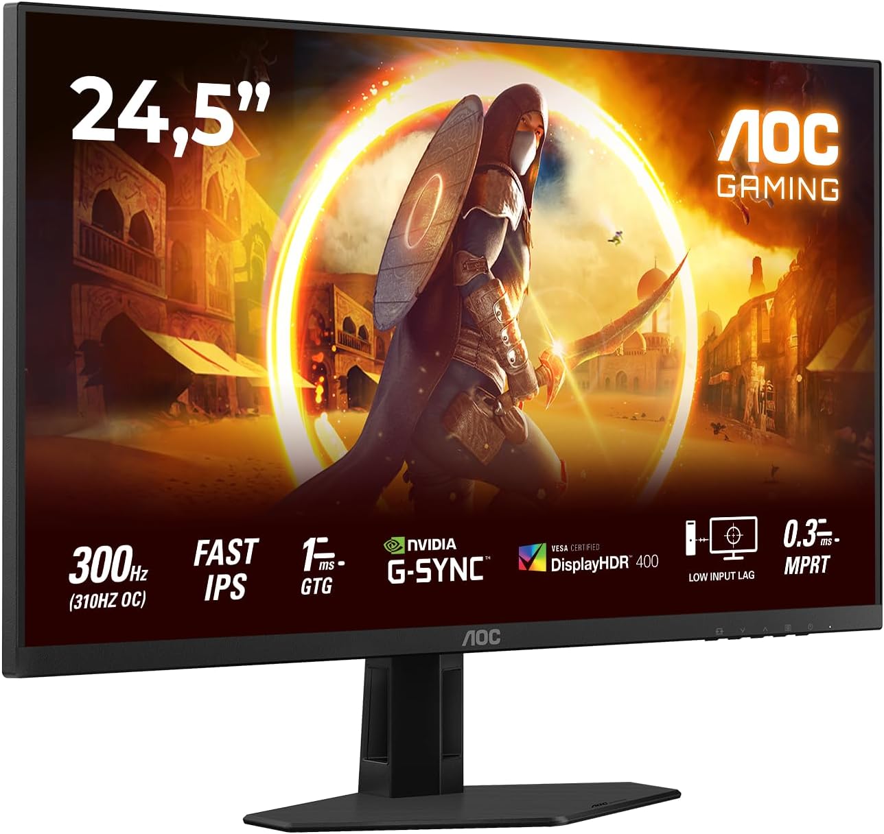 AOC Gaming monitor 25G4SRE 25 inch 310Hz Fast IPS paneel, 1ms GtG, HDR400, G-Sync compatibel, (1920x1080 HDMI 2X 2.0 DP 1x 1.4) zwart