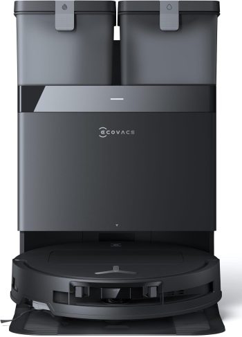 ECOVACS DEEBOT T50 OMNI Gen2-robotstofzuiger en -dweil, 25.000 Pa, ZeroTangle 3.0, AIVI 3D 2.0, alles-in-één OMNI-station, dweil voor 75°C-water, ultradun - 81 mm, Zwart