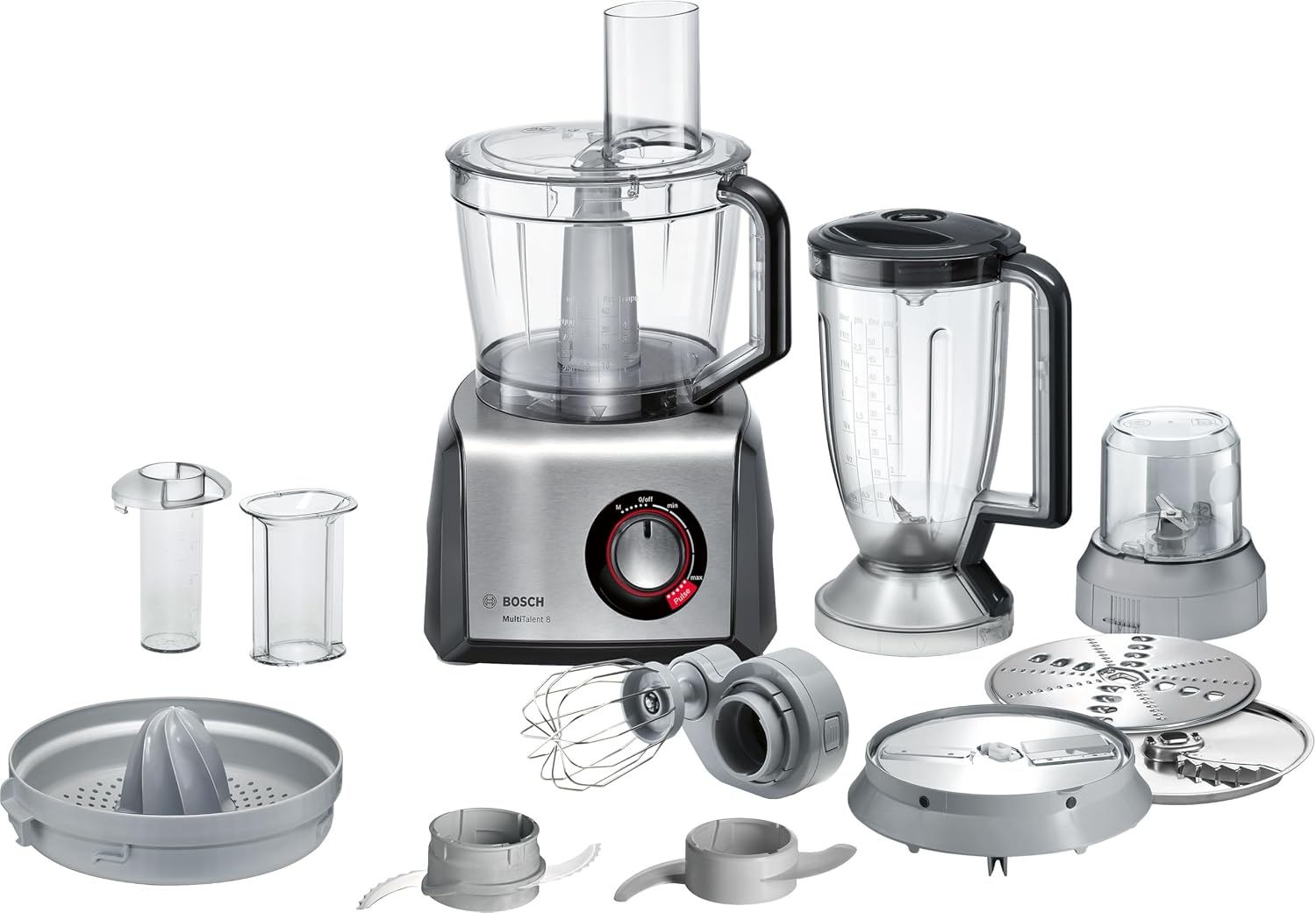 Bosch, MultiTalent 8 Foodprocessor, waveCut-mes, SmartStorage, mixeropzetstuk, 1250 Watt, 50 functies, MC812M844, zwart