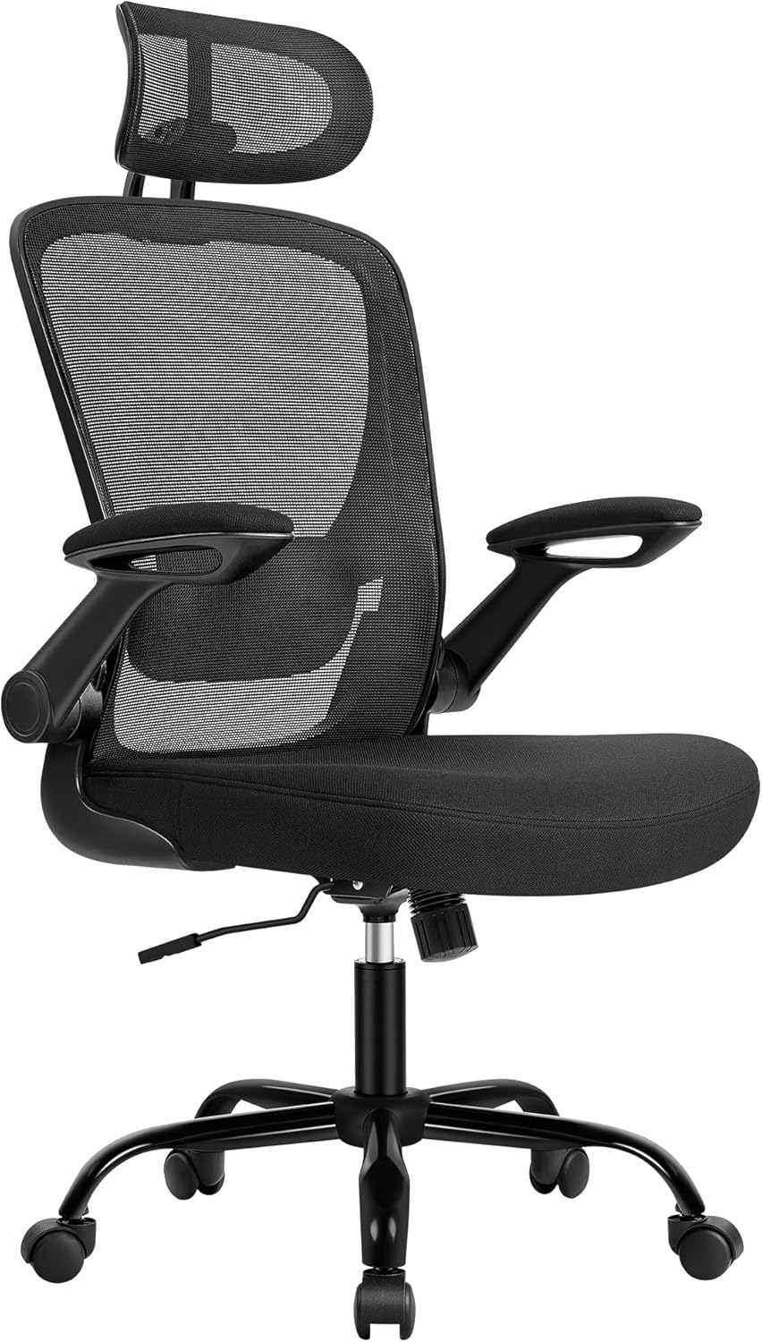 SONGMICS Ergonomische bureaustoel met mesh, hoofdsteun, inktzwart