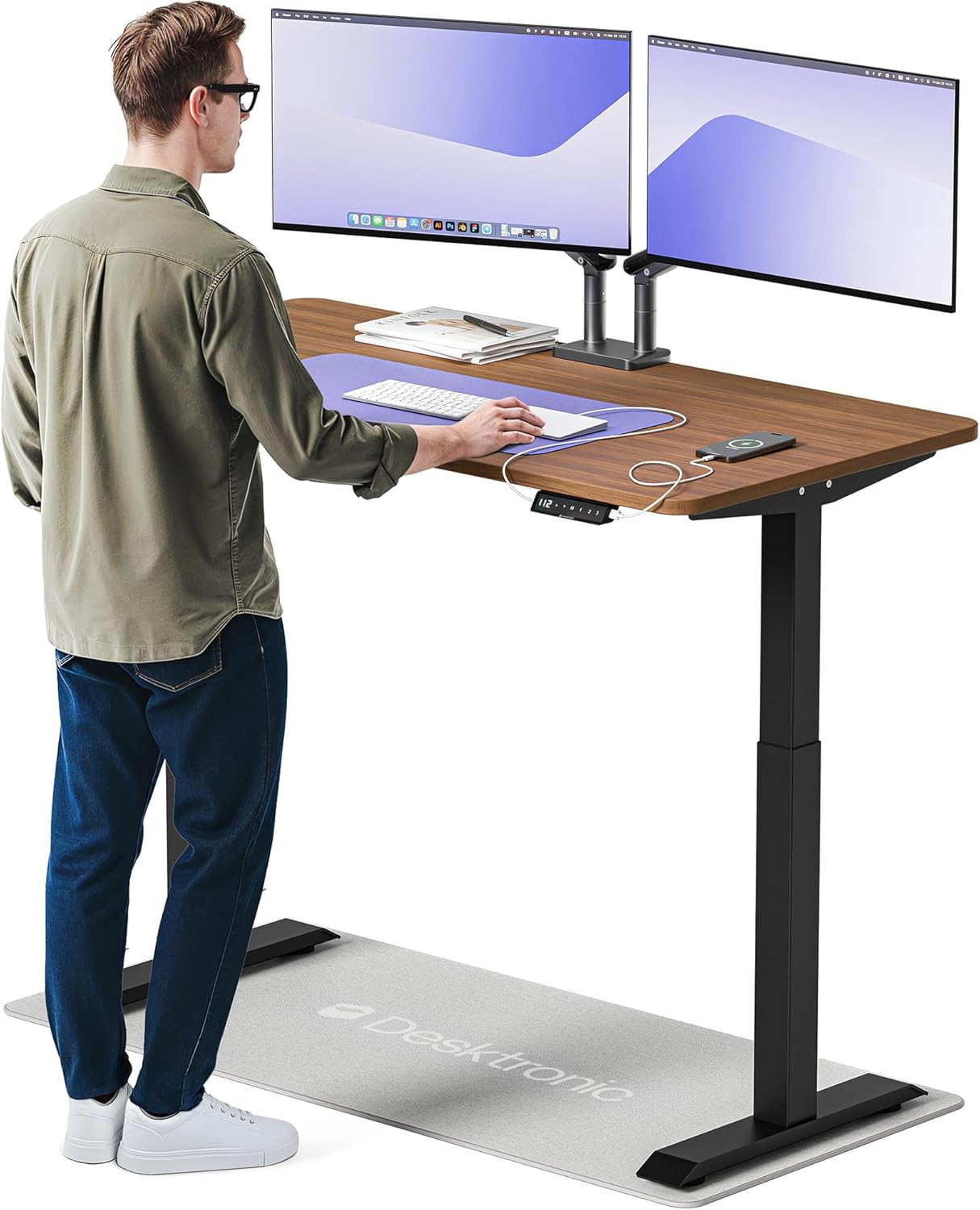 Desktronic Bureau HomeOne - in hoogte verstelbaar 140 x 70 cm - snel tweemotorig zit sta bureau - zeer stabiel elektrisch staand bureau - uit één stuk tafelblad staand bureau - Touchscreenbediening