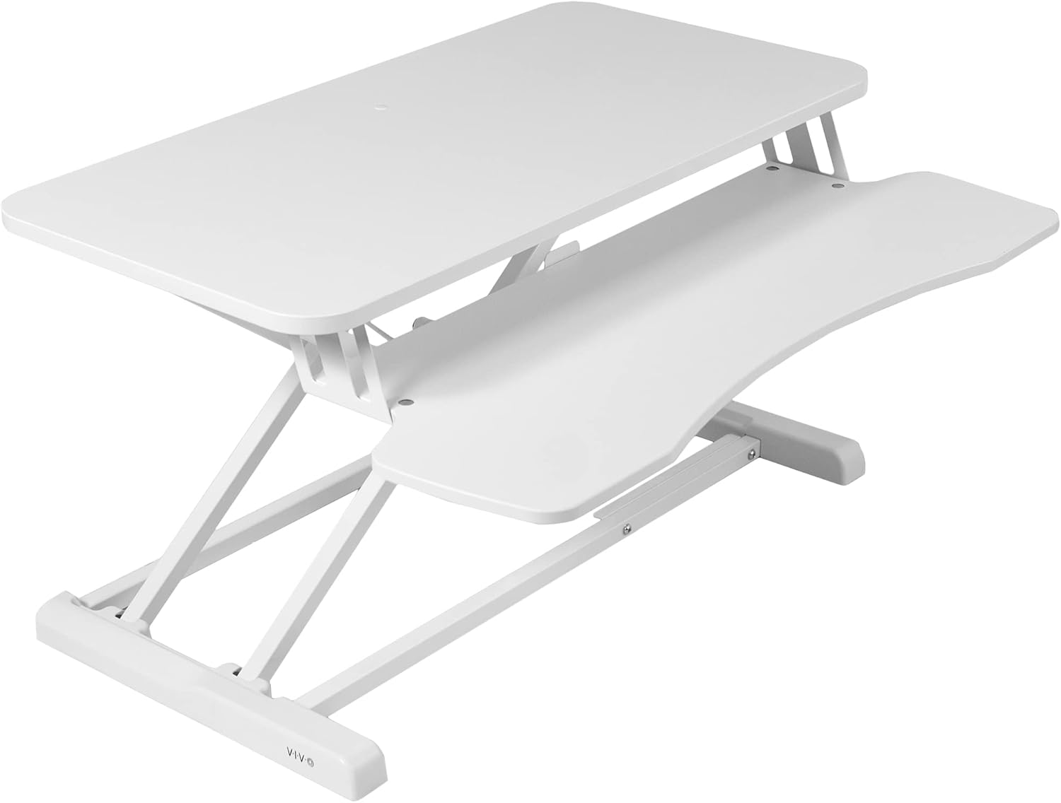 VIVO Staande 32 inch bureauomvormer, in hoogte verstelbare riser, zittend om te staan dubbele monitor en laptopwerkstation met toetsenbordlade, wit, DESK-V000KW
