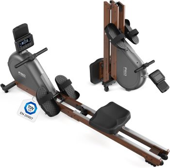 YOSUDA 2026 Roeimachine voor Thuis, Magnetische Weerstand (32 Niveaus), Opvouwbaar Hout Design, App/Bluetooth, Zelfvoorzienend Display, TÜV Gecertificeerd, Ultra-stil, 180kg Belastbaar