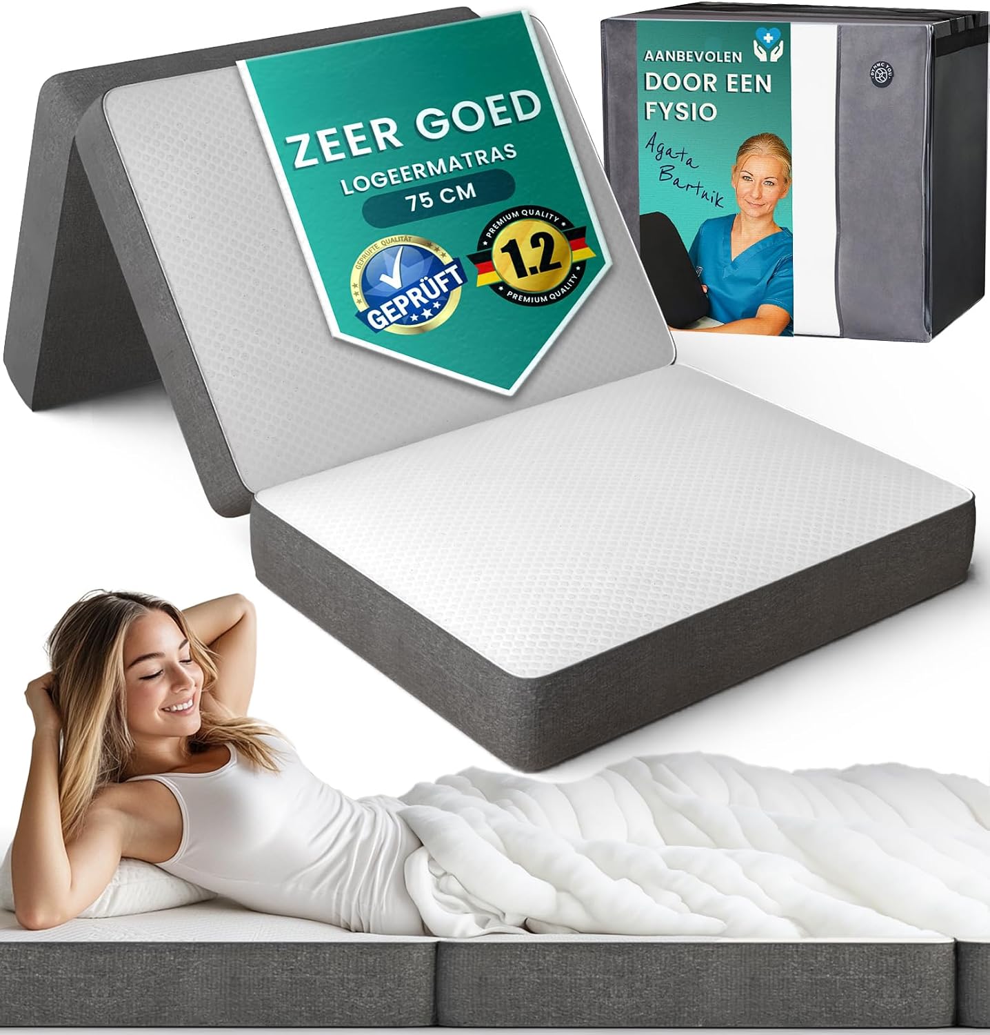 Vouwmatras 75x195 cm, 14 cm dik – comfortabel logeermatras, opvouwbaar