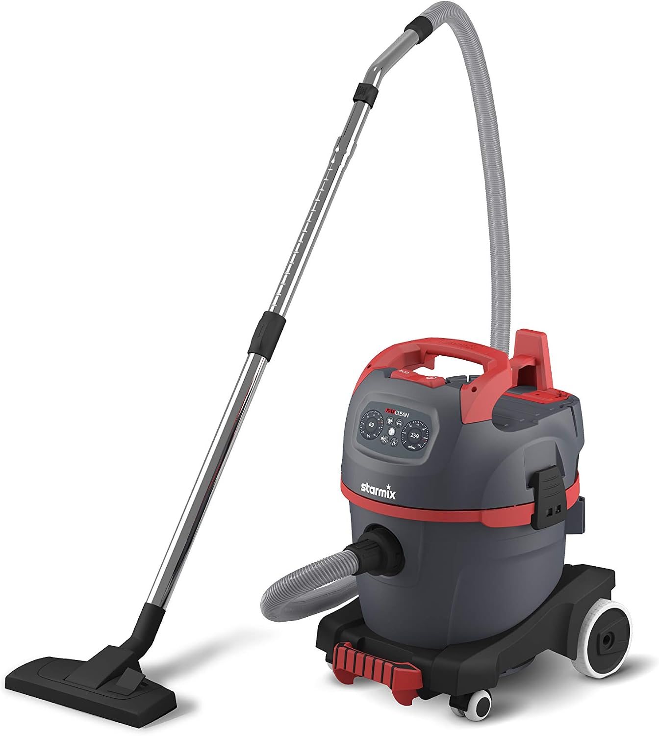 Starmix uClean LD-1420 HMT Nat-/droogzuiger voor geluidsgevoelige gebieden, M-filter, actieradius 16 m, 1400 W, 20 l, alleszuiger met eco-/power-modus, rubberen wielen en rem, Made in Germany