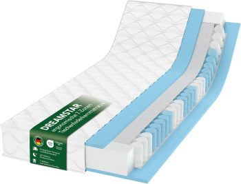 DREAMSTAR Ergo Flex Duo Pocket Spring Matras I Orthopedische 7-Zone Matras I 17 cm Hoog I Oeko-Tex Gecertificeerd I Hardheid 2 (H2) 0-80 kg en Hardheid 3 (H3) 80-100 kg | 180 x 200 cm