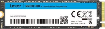 Lexar NM610PRO 500GB SSD, M.2 2280 PCIe Gen3x4 NVMe 1.4 interne SSD, tot 3300 MB/s lezen, 1700 MB/s schrijven, 3D NAND Flash interne SSD-schijven voor notebook, desktop, pc
