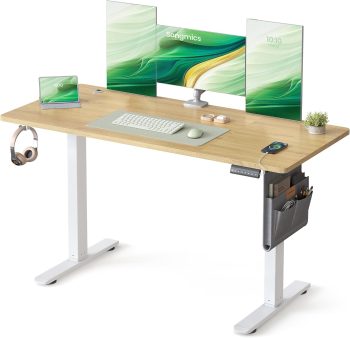 SONGMICS In hoogte verstelbaar bureau elektrisch, 140 x 60 x (72-120) cm