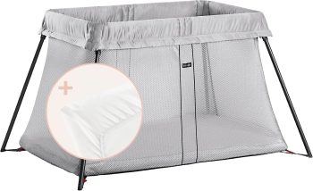 BABYBJÖRN Reisbedje Light, Zilver met Matrasovertrek voor Reisbedje Light