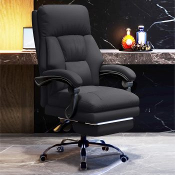 Kantoorstoel met Voetensteun, Uitvoerende Schrijfstoelen met Wielen, Hoog Rugleuning Computer Gamingstoelen, Verstelbare Uitneembare Ergonomische Werkstoel voor Thuis Kantoor
