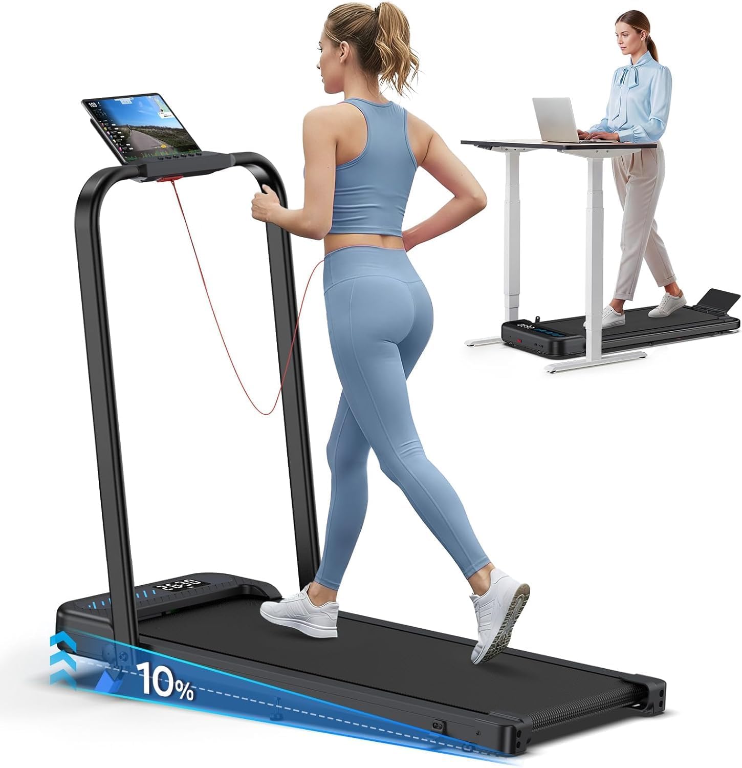 Cardirun Loopband voor Thuis met 10% Helling, 6-in-1 Loopband Inklapbare
