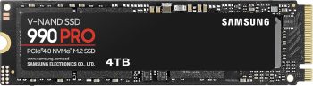 Samsung SSD 990 PRO, 4TB, NVMe M.2, PCIe 4.0, 7.450 MB/s lezen, 6.900 MB/s schrijven, interne SSD, voor gaming en videobewerking, MZ-V9P4T0BW