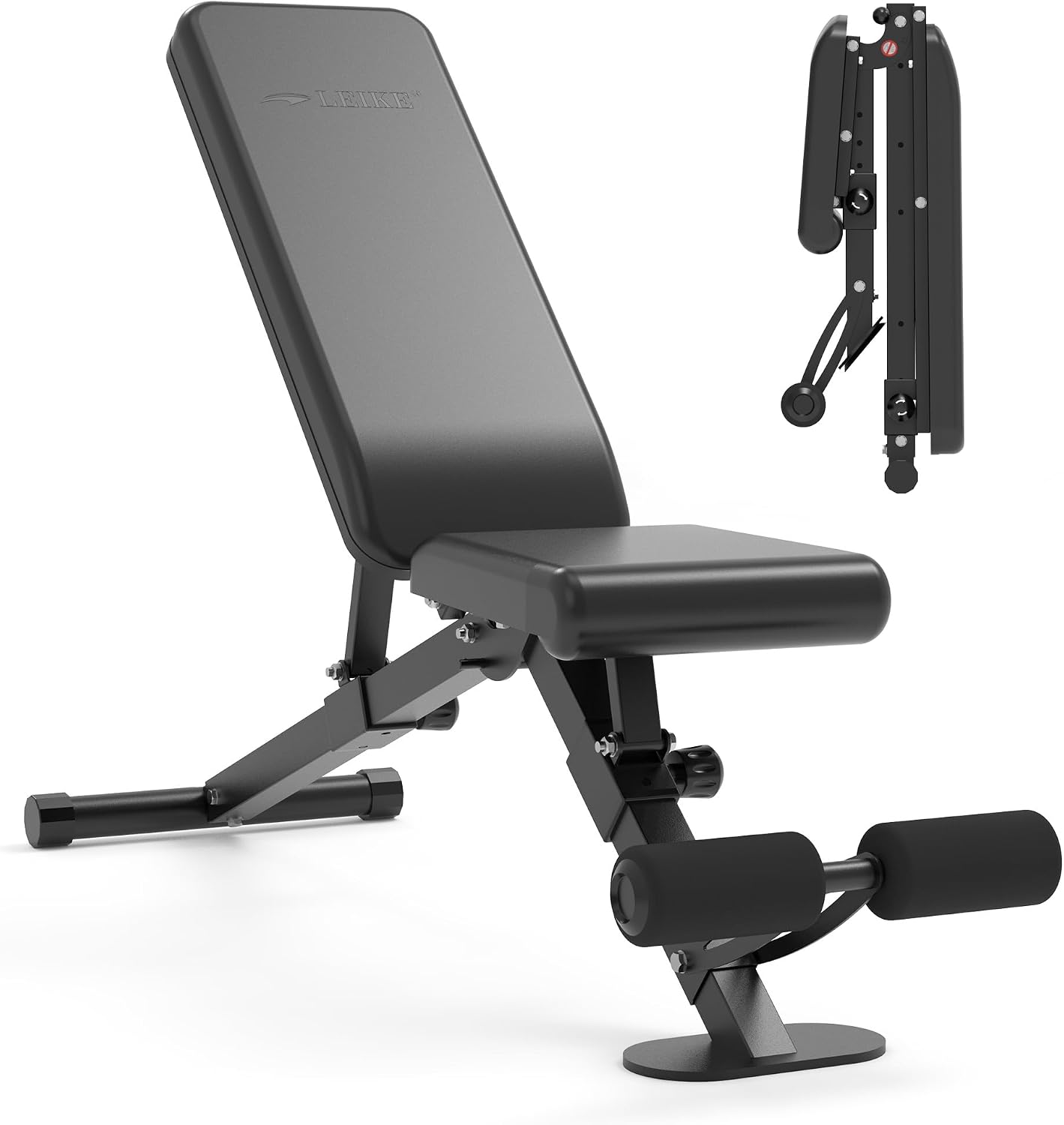 leikefitness Verstelbare halterbank, opvouwbare trainingsbank met automatische vergrendeling voor rechte helling en vlakke oefeningen voor het hele lichaam