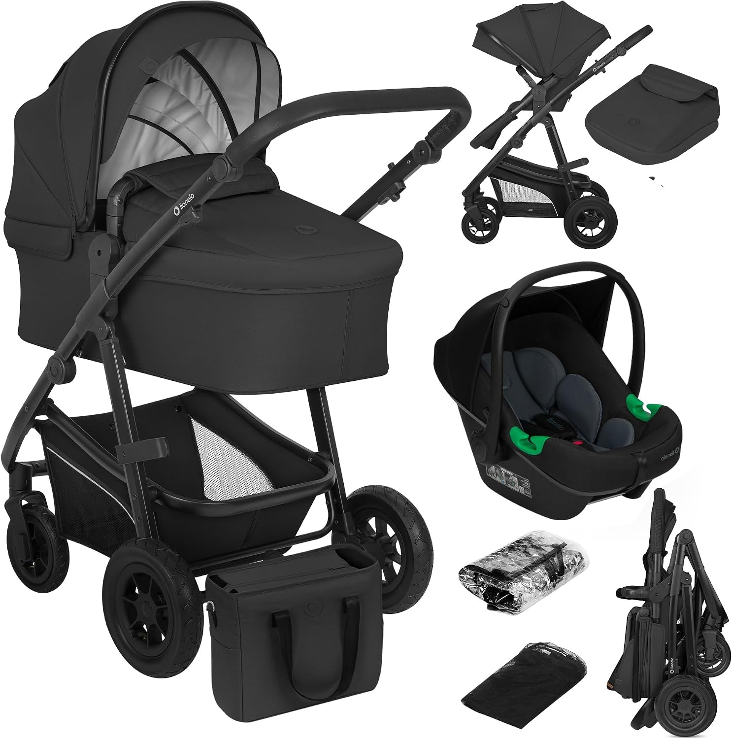 LIONELO Bianka 3 in 1 – Combi Kinderwagen: Reiswieg, Buggy, Autostoel