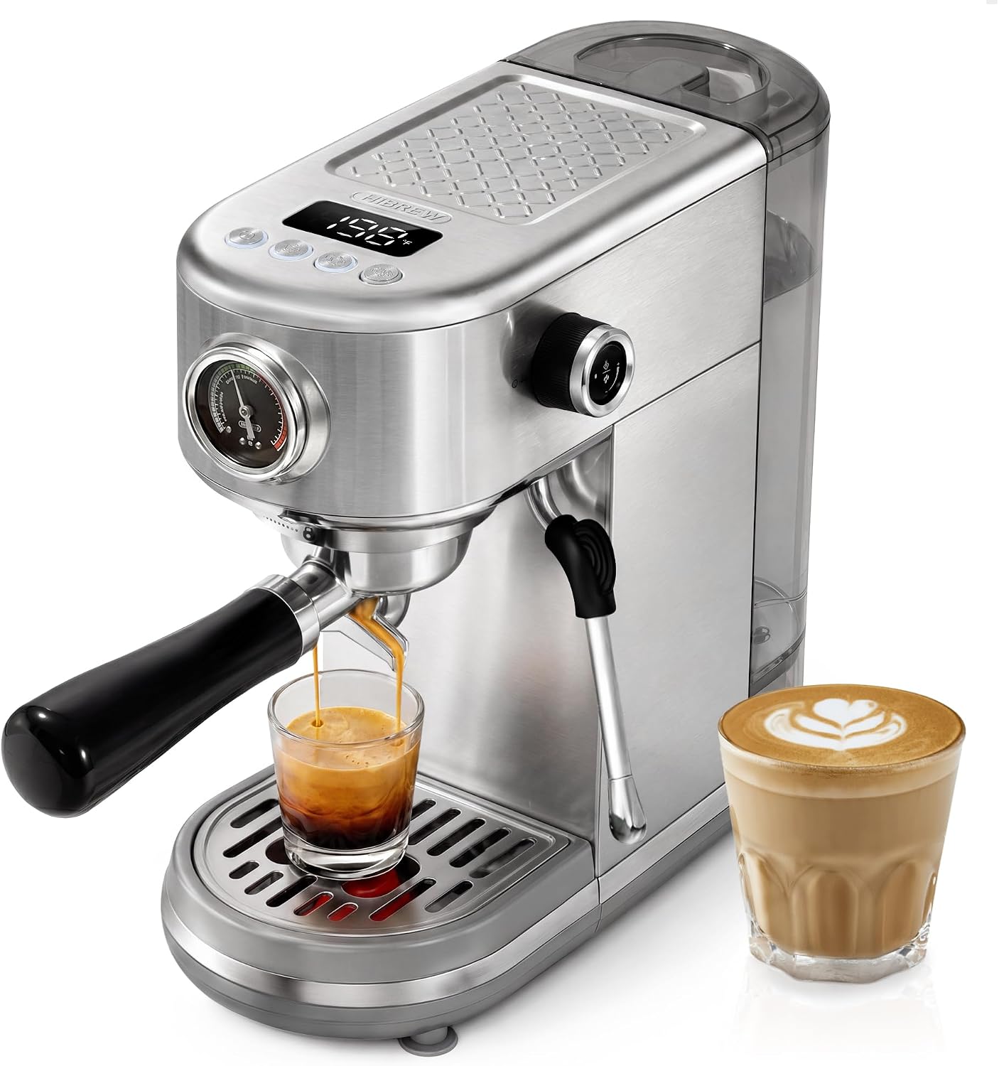HIBREW H10B Espressomachine Programmeerbaar met Led-Display en Manometer