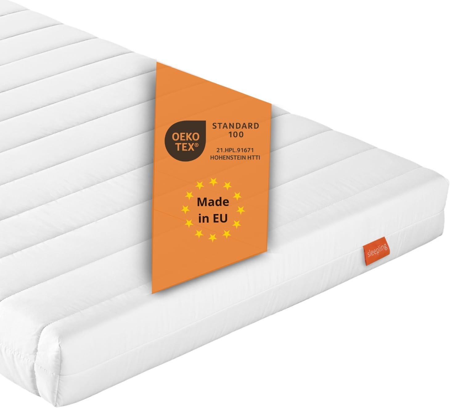 sleepling Basic 30, matras 90x200 cm comfortschuim, hardheidsgraad 2 zacht, 11 cm hoogte, afneembare hoes, Made in EU, topkwaliteit, 90 x 200 x 11 cm, wit