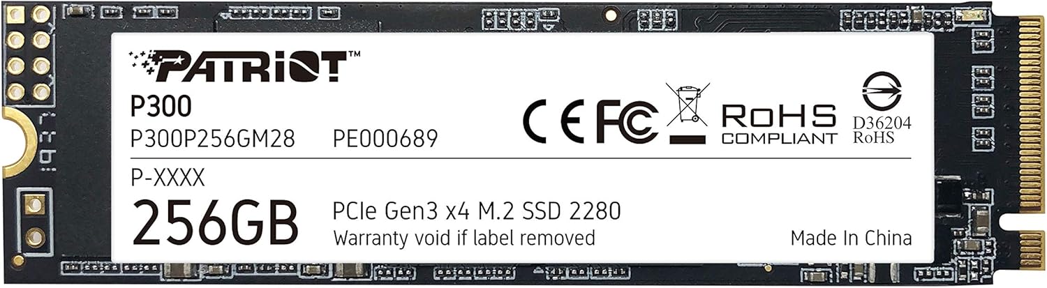 Patriot P300 256GB Interne SSD - NVMe PCIe Gen 3x4 - M.2 2280 - Krachtige Solid State-schijf met hoge prestaties - P300P256GM28