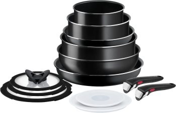 Tefal Ingenio Easy On Pannenset - 13-delig - Stapelbaar & Ruimtebesparend - Anti-aanbaklaag - Inclusief Wok, Stoofpan & 2 Afneembare Handgrepen - Titanium Coating - Thermo-Signal - L15992