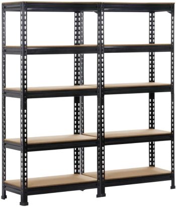 Yaheetech 2x rek voor zware lasten, 150 x 140 x 30 cm, metalen rek, 10 planken, kelderrek, verstelbaar voor garage, werkplaats, bijkeuken