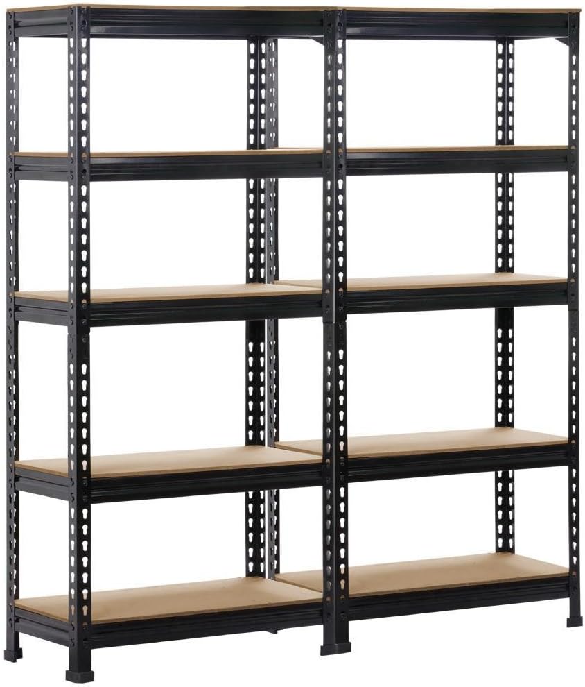 Yaheetech 2x rek voor zware lasten, 150 x 140 x 30 cm, metalen rek, 10 planken, kelderrek, verstelbaar voor garage, werkplaats, bijkeuken