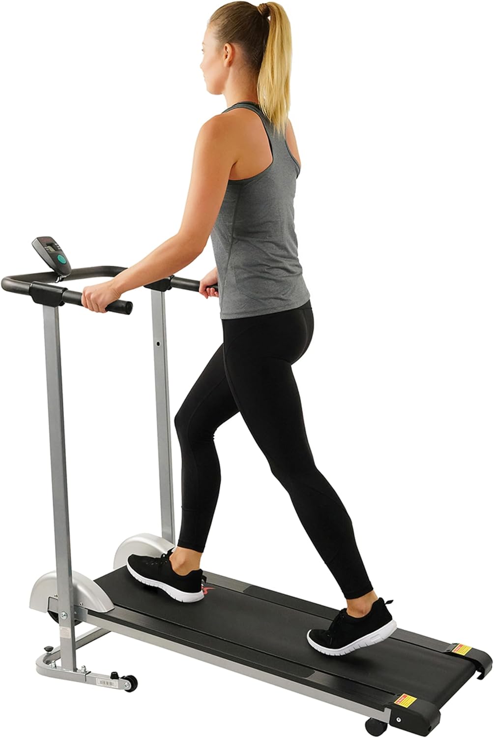 Sunny Health & Fitness Opvouwbare Loopband, Handmatige Compacte Mini Loopband voor Wandelen Hardloopmachine, Cardio-oefenapparatuur voor Thuiskantoorgebruik - SF-T1407M