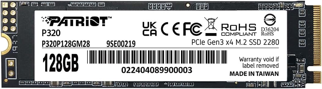 Patriot P320 128GB SSD intern - NVMe PCIe Gen 3x4 - M.2 2280 - Solid State Drive - P320P128GM28