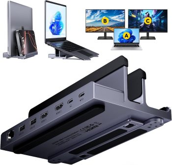Docking Station Dubbele Monitor: QUUGE 7-in-1 USB C Dock Stand met Dual HDMI (4K120Hz + 60Hz), Gigabit Ethernet, 2xUSB3.0, 100W PD & Laptop Stand, Macbook Docking Station USB C voor MacBook Air/Pro