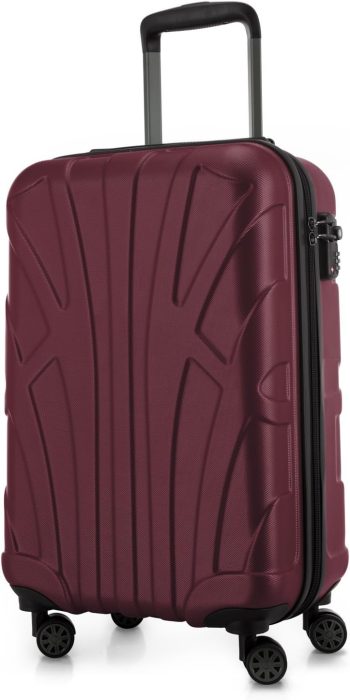 Suitline Handbagage koffer 55 x 35 x 20 cm (34 L) ABS harde schaal met TSA slot 4 dubbele wielen telescopische handgreep licht cabine bagage zakenreis, Bourgondië