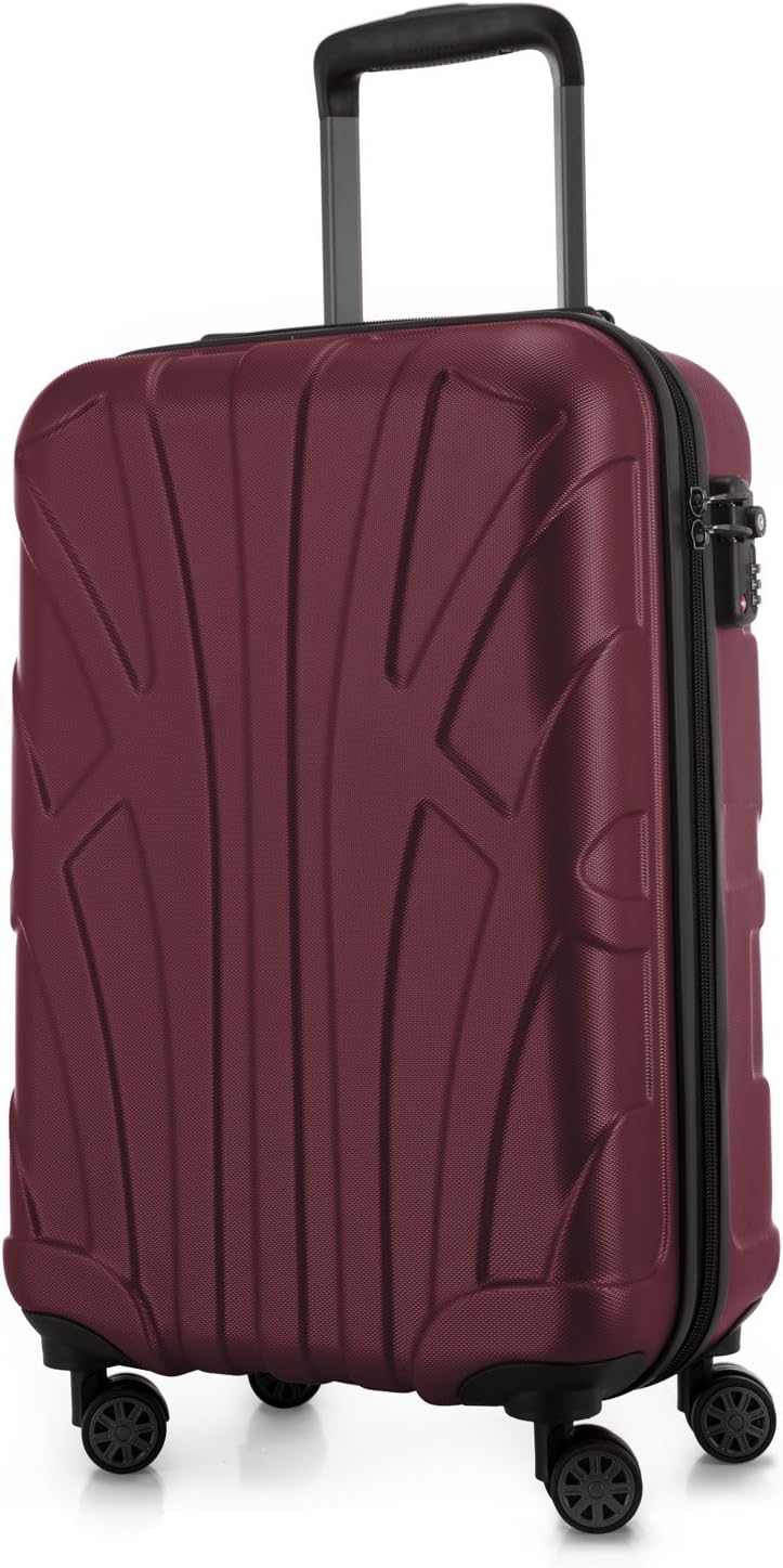 Suitline Handbagage koffer 55 x 35 x 20 cm (34 L) ABS harde schaal met TSA slot 4 dubbele wielen telescopische handgreep licht cabine bagage zakenreis, Bourgondiƫ