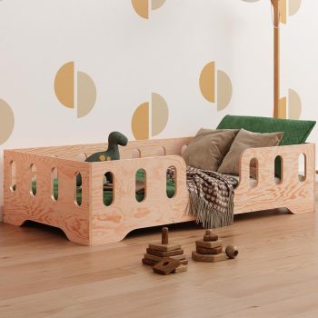 smartwood Vloerbed 80x160 cm met Valbeveiliging, Hout, TILA 2