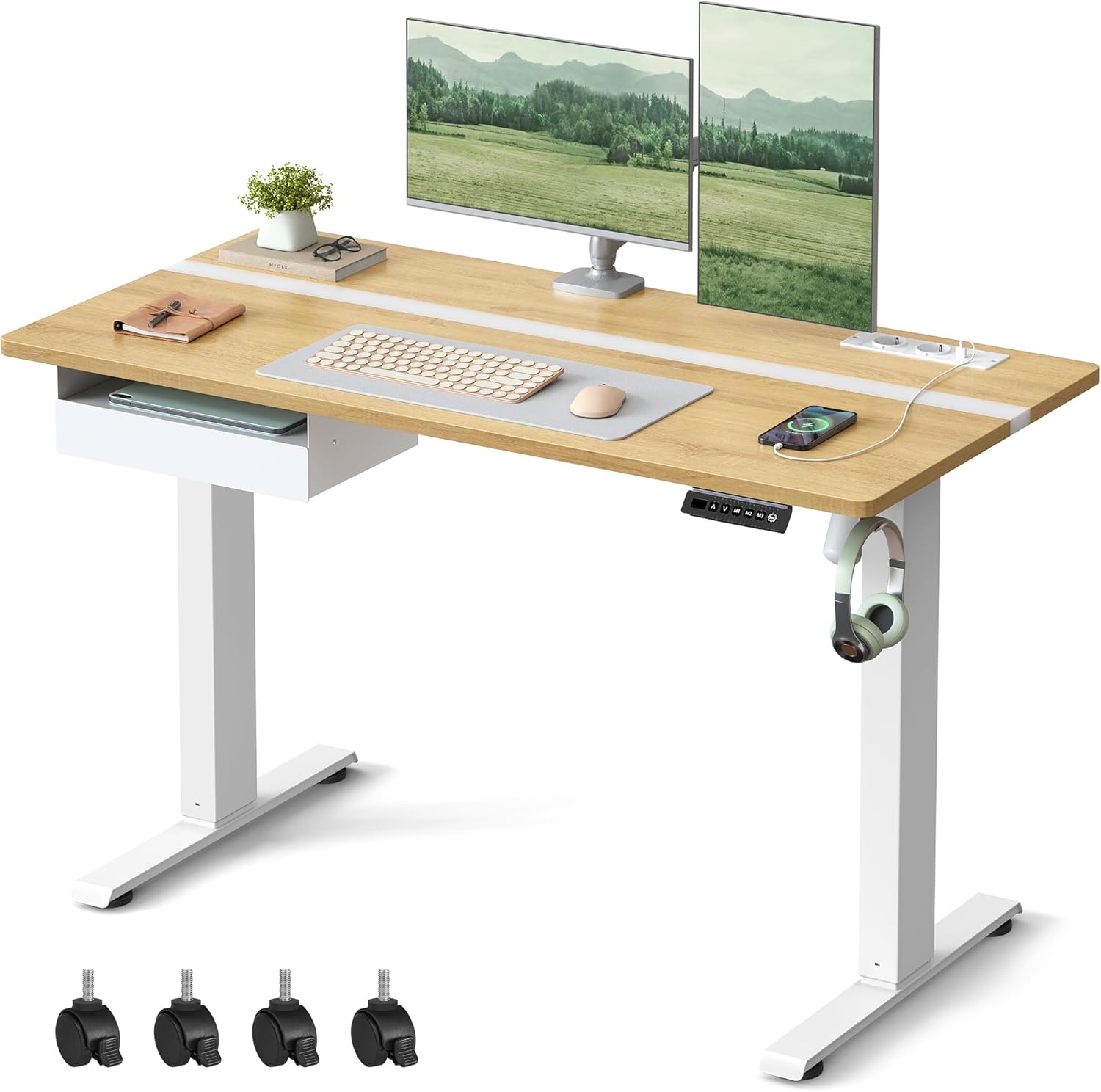 VASAGLE In hoogte verstelbaar bureau elektrisch, 120 x 60 x (71-120) cm