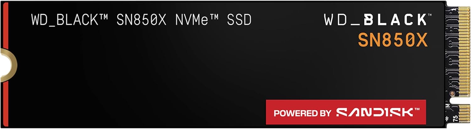 WD_BLACK SN850X NVMe SSD 2 TB (voor pcs/gaming, leessnelheden tot 7.300 MB/s, schrijfsnelheden 6.600 MB/s, Game Mode 2.0, laadvoorspelling, PCIe Gen4-interface) - POWERED BY SANDISK
