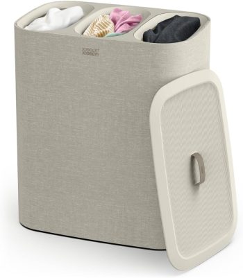 Joseph Joseph Tota - Trio 90-liter wasmand met deksel, 3 uitneembare waszakken met handgrepen- Beige