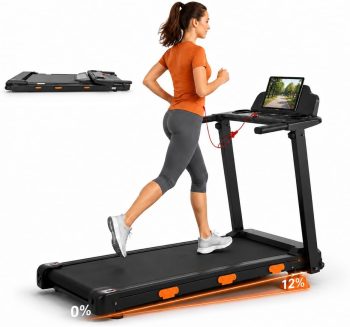 Opvouwbare Loopband voor Thuis, Walking Pad met 3-Staps Handmatige Helling tot 15%, 12 km/u, 3.0 HP Motor, LED Display, Belastbaar tot 156 kg, voor Wandelen, Joggen en Hardlopen