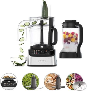 Kenwood MultiPro OneTouch FDM73.480SS Multifunctionele keukenmachine met 6 voorinstellingen, uitgerust met 5 accessoires, Express Serve-accessoires, variabele snelheid, geïntegreerde weegschaal, 1000