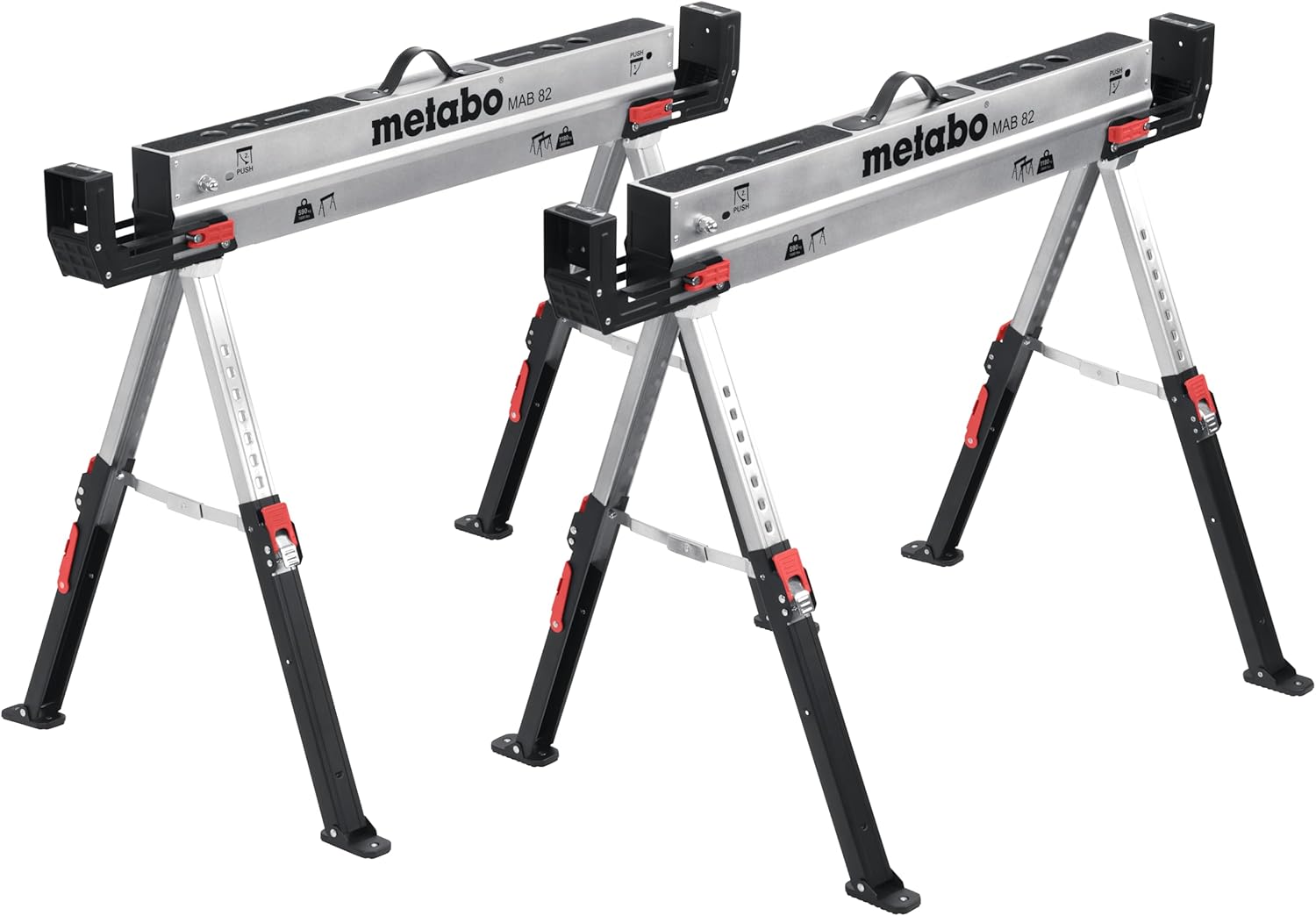 metabo MAB 82 Stalen werkbok, compacte onderstelbok, inklapbaar, incl. draaggreep, verstelbare poten, gepoedercoat verzinkt oppervlak