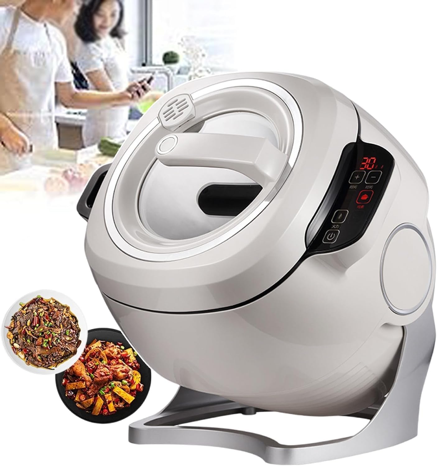 Commerciële Keukenmachine,Luie Roerbakpan-Kookmachine Met 3 Versnellingen,Snelheid En 6 Liter Capaciteit,360° Draaibare Trommeltype Gebakken Rijstmachine Voor Roerbakken,Stomen,Koken
